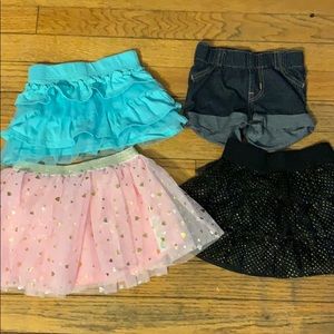Set of 4 girls shorts/skirts